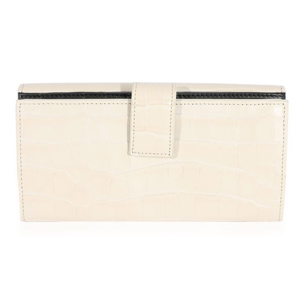 123446 pv Alexander McQueen Cream Embossed Calfskin Skull Wallet