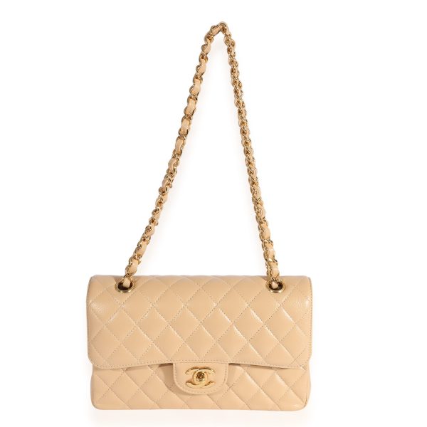 123488 clasp Chanel Beige Quilted Caviar Small Classic Double Flap