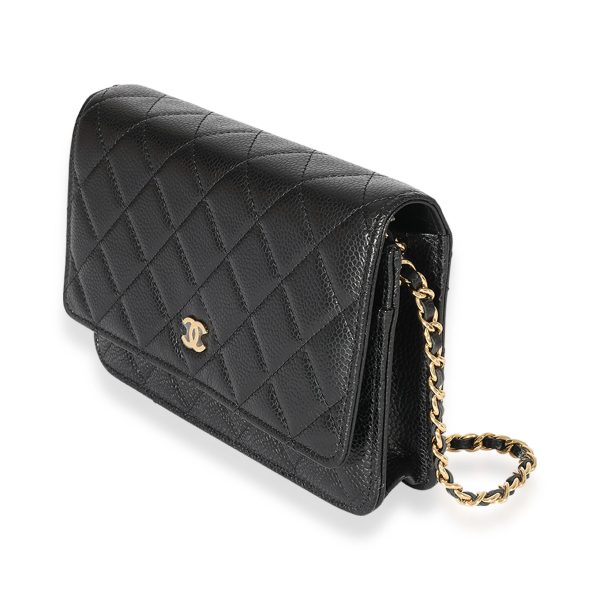 123610 sv 33506942 1f9f 44ea b6ce 4900aeece19a Chanel Black Quilted Caviar Wallet On Chain