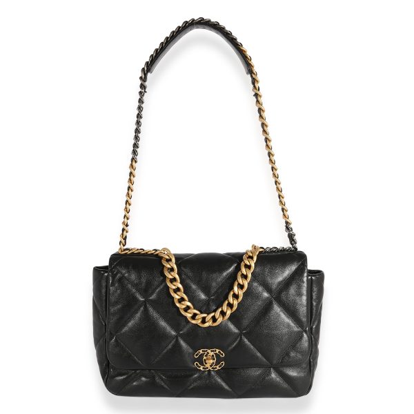 123640 bv Chanel Black Quilted Lambskin Large Chanel 19 Flap Bag