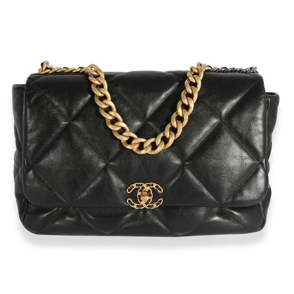 123640 fv Chanel Black Quilted Lambskin Large Chanel 19 Flap Bag