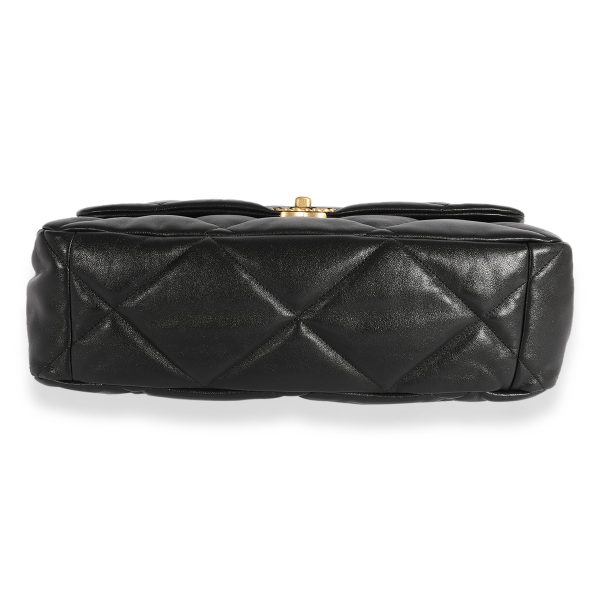 123640 stamp Chanel Black Quilted Lambskin Large Chanel 19 Flap Bag