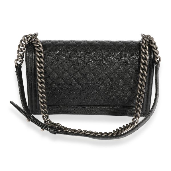 123647 pv Chanel Black Quilted Caviar Medium Boy Bag