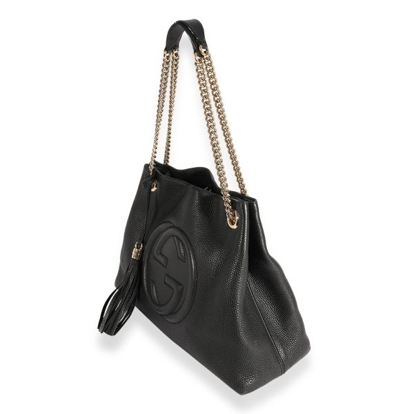 123707 sv 302af83e 7e6c 432d 9846 e26dd2de040e Black Pebbled Leather Medium Soho Chain Shoulder Bag