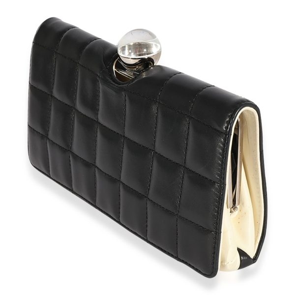 123916 sv b19a77da 17b0 4902 a546 59e1bb79d0c5 Chanel Black White Lambskin Chocolate Bar Clutch