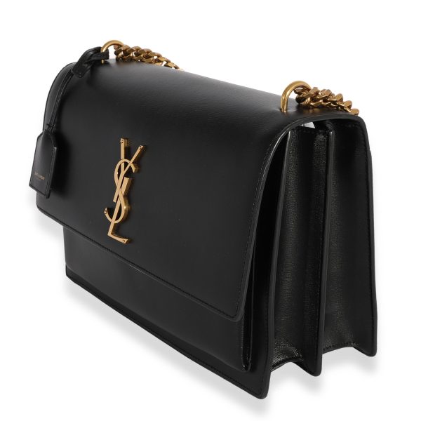 123940 sv Saint Laurent Black Smooth Calfskin Large Sunset Bag