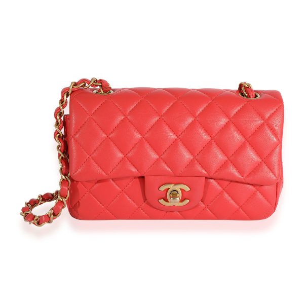 124077 fv Chanel Coral Quilted Lambskin Mini Rectangular Classic Flap Bag