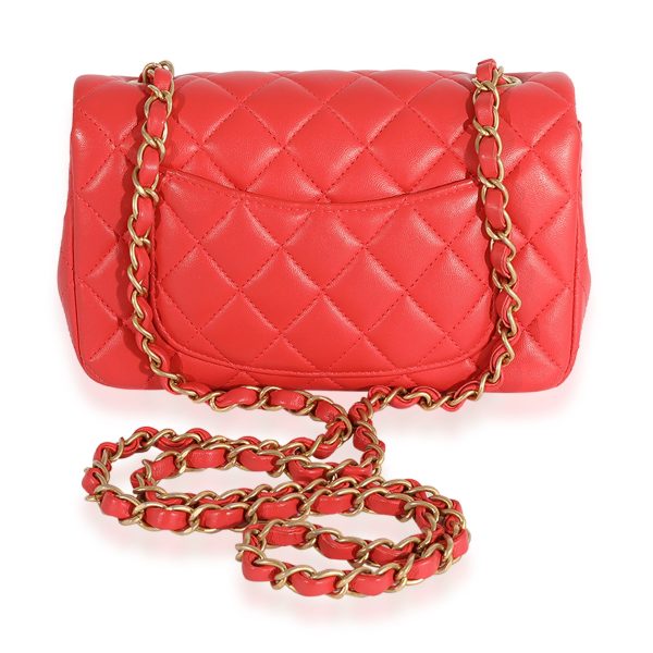 124077 pv Chanel Coral Quilted Lambskin Mini Rectangular Classic Flap Bag