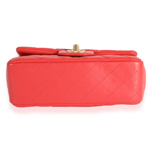 124077 stamp Chanel Coral Quilted Lambskin Mini Rectangular Classic Flap Bag