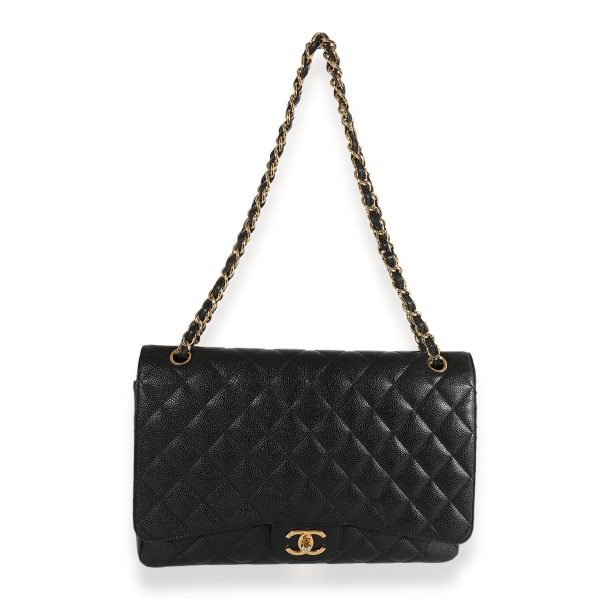 124162 bv Chanel Black Quilted Caviar Maxi Classic Double Flap Bag