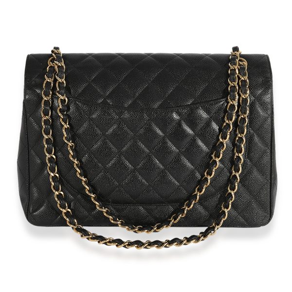 124162 pv Chanel Black Quilted Caviar Maxi Classic Double Flap Bag