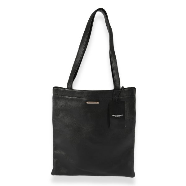 124338 fv Saint Laurent Black Calfskin Flat Shopping Tote