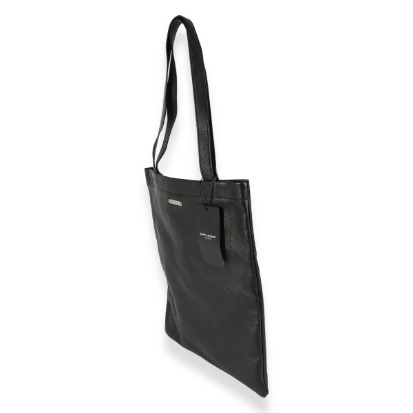 124338 sv Saint Laurent Black Calfskin Flat Shopping Tote