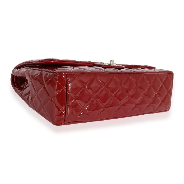 124465 bv a6d97eaf 8225 41d0 a06d ace350bd1c76 Chanel Dark Red Quilted Patent Leather Maxi Classic Double Flap Bag