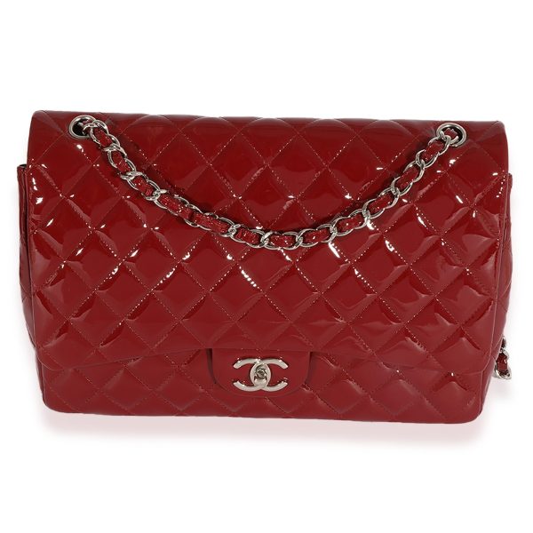 124465 fv 3a4ec187 a59b 4442 aa7c 741362fd0be5 Chanel Dark Red Quilted Patent Leather Maxi Classic Double Flap Bag