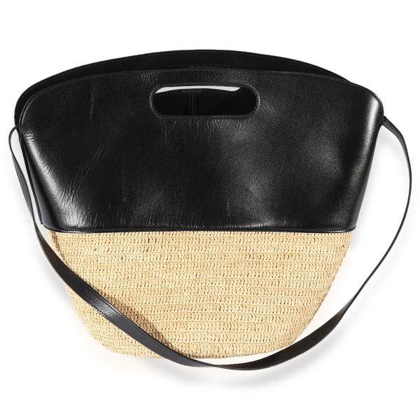 124587 pv Celine Black Calfskin Raffia Basket Bag