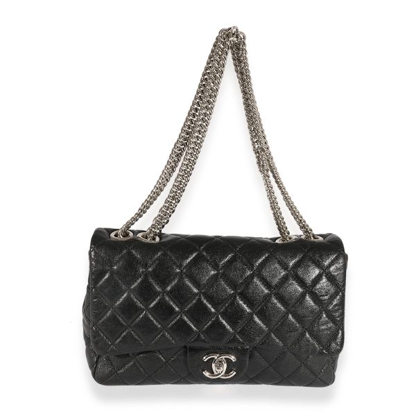 124638 av 9a799098 1041 4d5f 9de4 baa5eb539a5e Chanel Black Quilted Goatskin Bijoux Chain Jumbo Single Flap Bag