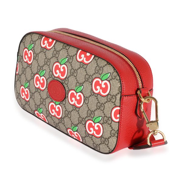 124691 sv Gucci GG Supreme Red Leather Apple Shoulder Bag