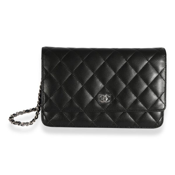 124890 fv Chanel Black Quilted Lambskin Wallet on Chain