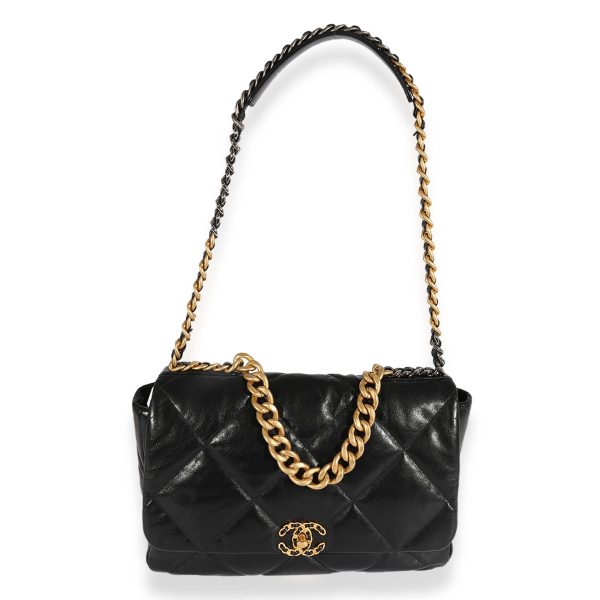 124930 bv b9b352e5 73eb 4ce0 8a8d 80d23adbc738 Chanel Black Quilted Lambskin 19 Maxi Flap Bag