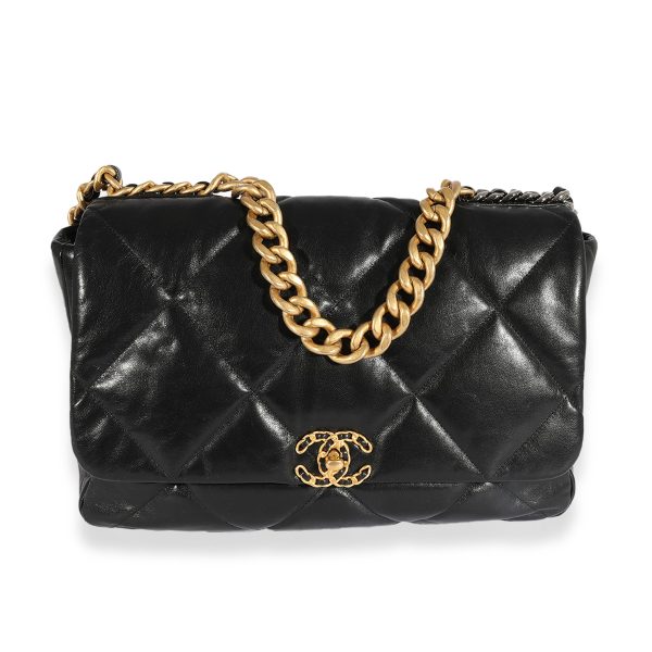 124930 fv d978ddab eeb3 4ee9 9bdb 27dc6a799d2d Chanel Black Quilted Lambskin 19 Maxi Flap Bag