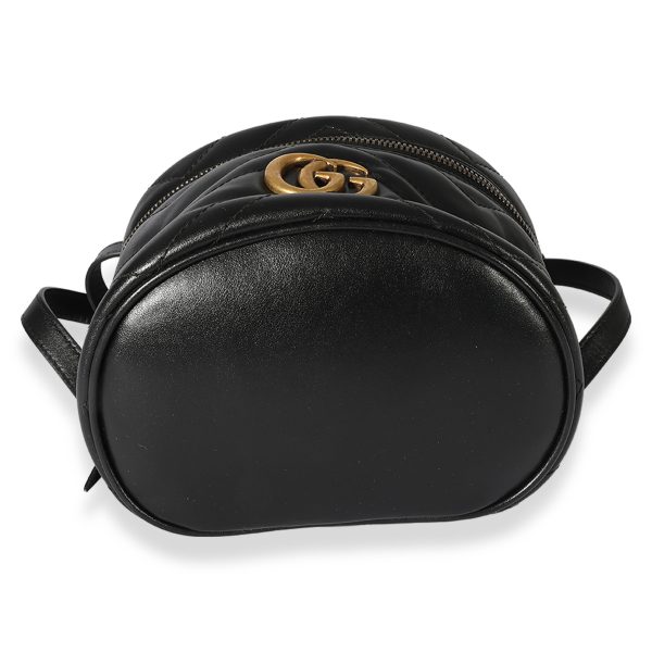 124994 pv Gucci Black Matelassé Calfskin GG Marmont Round Backpack