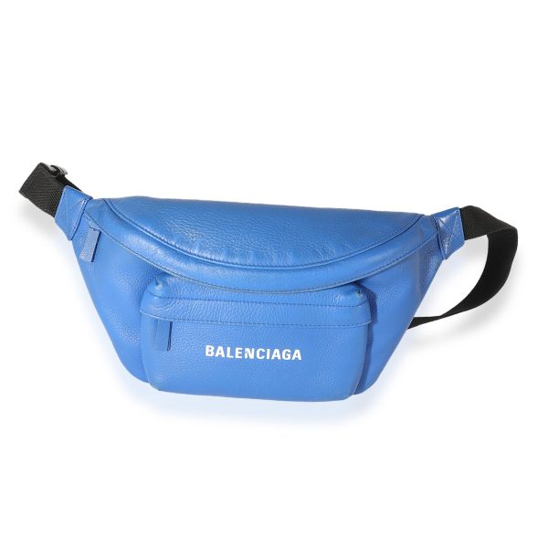 125052 fv Balenciaga Blue Leather Everyday Logo Bum Bag