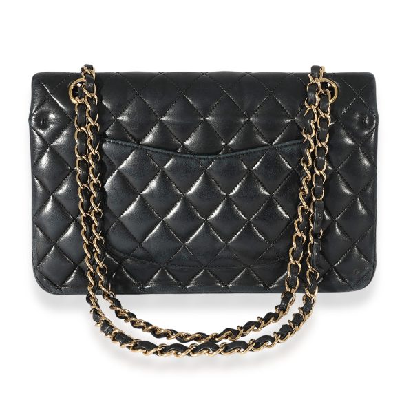 125099 stamp Black Chanel Quilted Lambskin Medium Classic Double Flap Bag