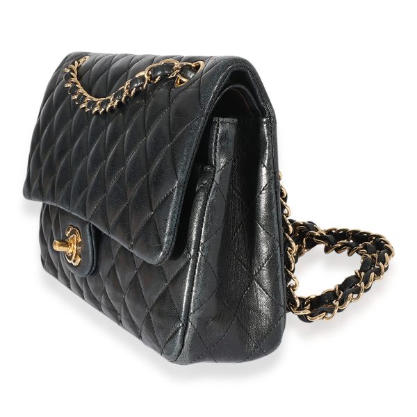 125099 sv Black Chanel Quilted Lambskin Medium Classic Double Flap Bag