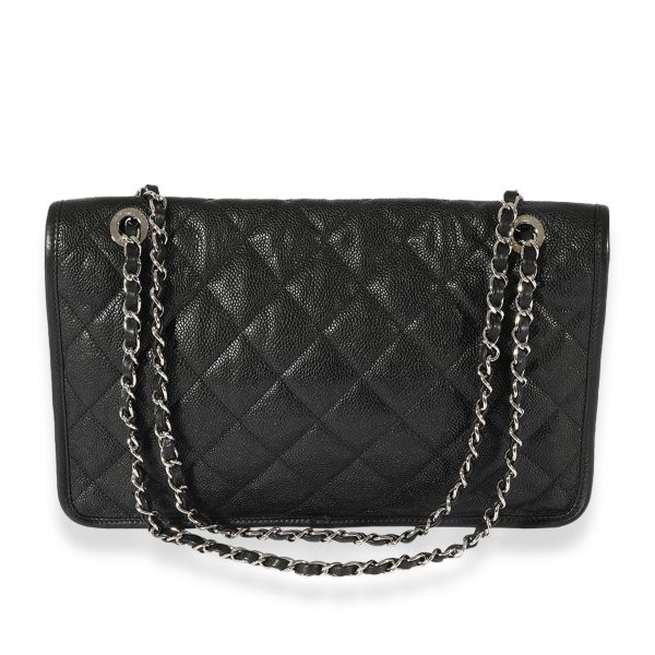 125106 pv Chanel Black Quilted Caviar Large French Riviera Flap Bag