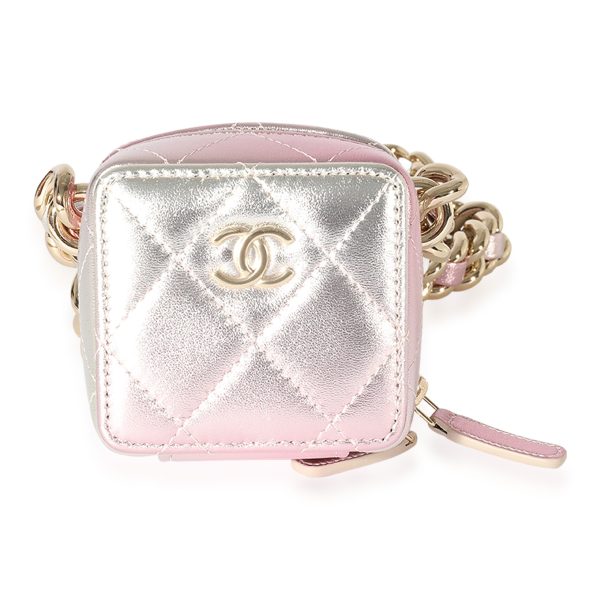 125208 fv Chanel Metallic Lambskin Quilted Coco Punk Clutch With Chain