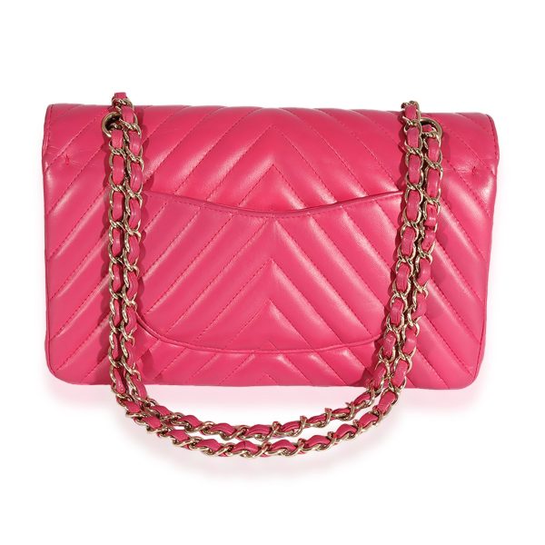 125271 pv Chanel Fuchsia Chevron Quilted Calfskin Classic Medium Double Flap