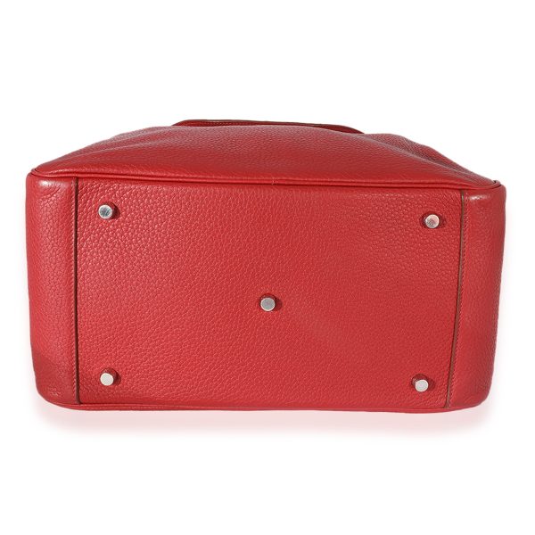 125373 box Hermès Rouge Grenat Clémence Leather Lindy 34 PHW