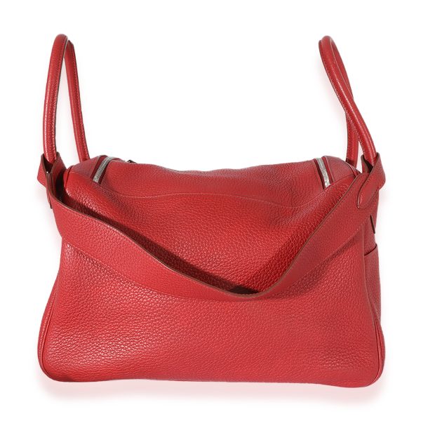 125373 stamp Hermès Rouge Grenat Clémence Leather Lindy 34 PHW