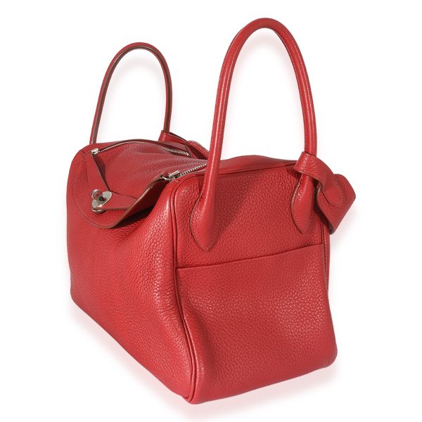 125373 sv Hermès Rouge Grenat Clémence Leather Lindy 34 PHW