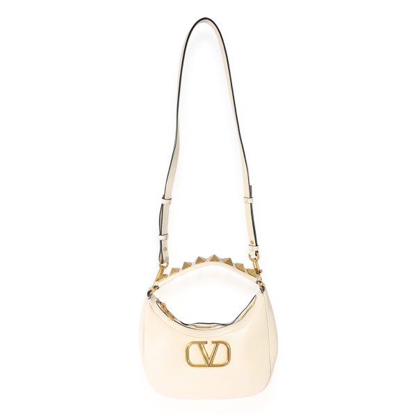 125451 bv Valentino White Calfskin Stud Sign Hobo