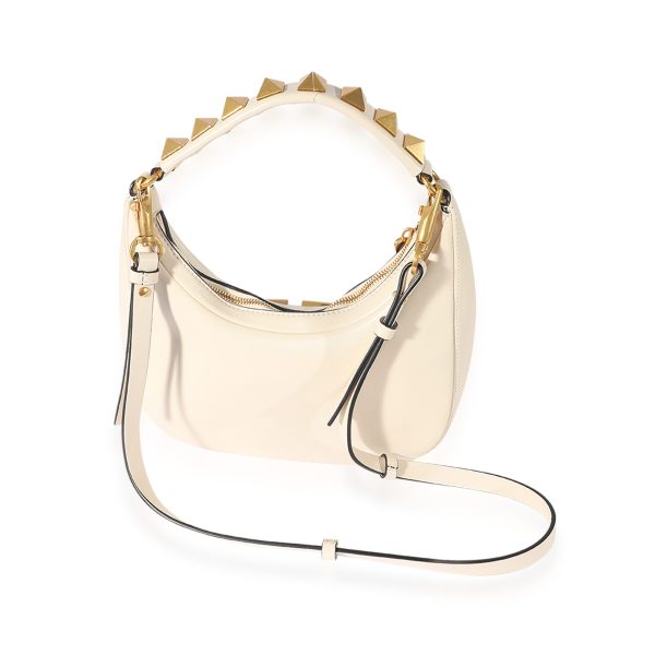 125451 pv Valentino White Calfskin Stud Sign Hobo