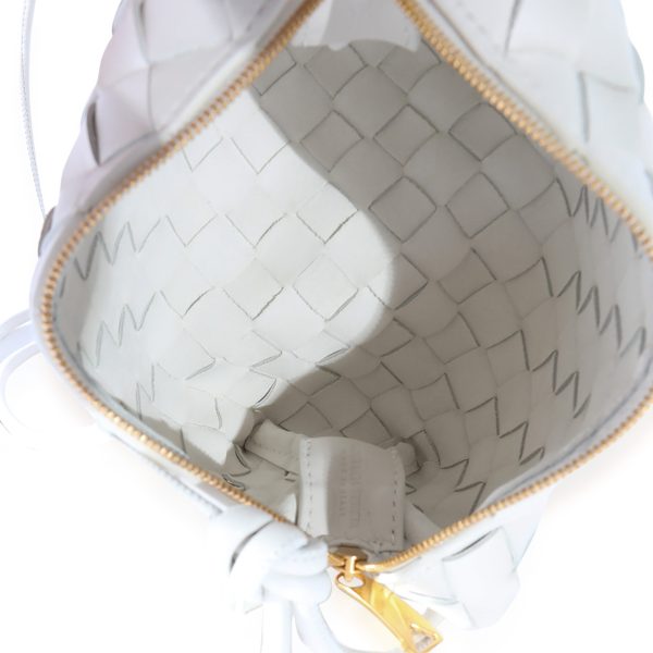 125499 ad1 Bottega Veneta White Intrecciato Leather Mini Loop Crossbody Bag