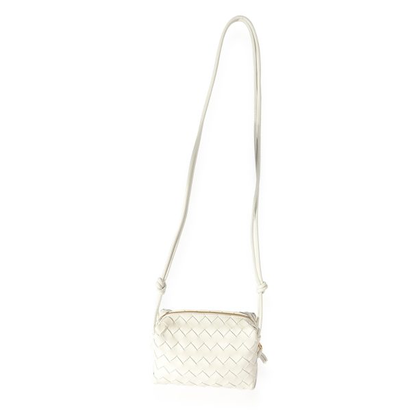 125499 bv Bottega Veneta White Intrecciato Leather Mini Loop Crossbody Bag