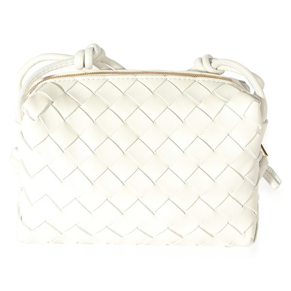 125499 fv Bottega Veneta White Intrecciato Leather Mini Loop Crossbody Bag