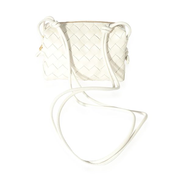 125499 pv Bottega Veneta White Intrecciato Leather Mini Loop Crossbody Bag