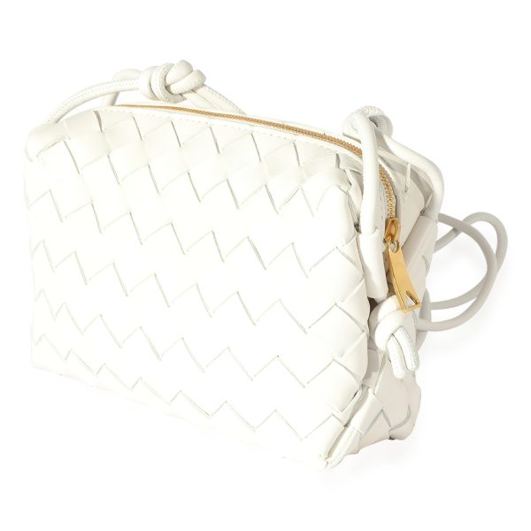 125499 sv Bottega Veneta White Intrecciato Leather Mini Loop Crossbody Bag