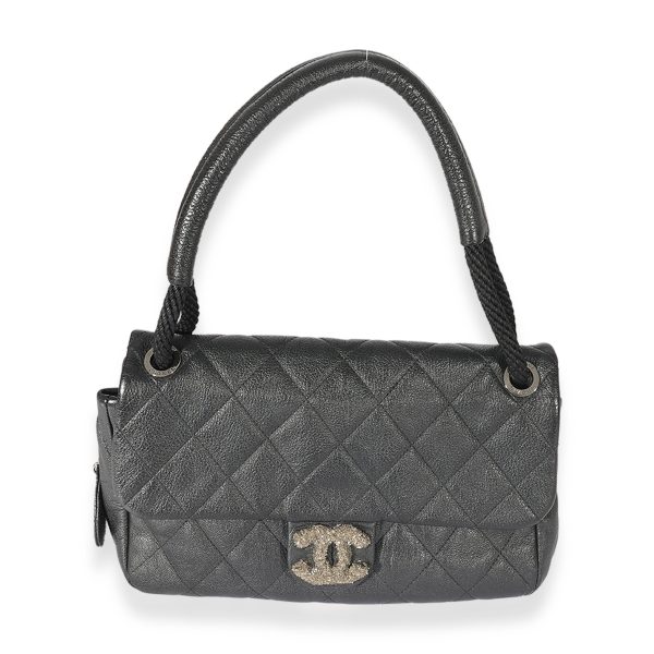 125645 fv 4e622b98 9389 4d0c a5f0 28e0716a8d2d Chanel Black Quilted Calfskin Encrusted CC Rope Flap Bag