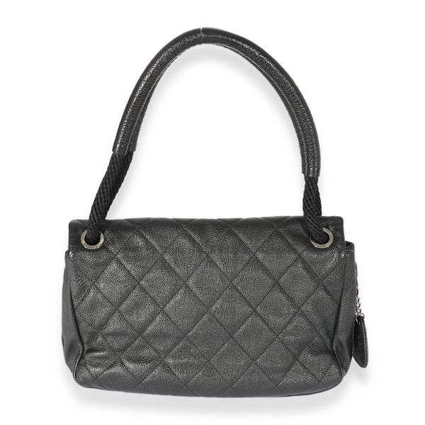 125645 stamp 2a2545d8 cf5c 4493 a299 fc0c6a9281ec Chanel Black Quilted Calfskin Encrusted CC Rope Flap Bag