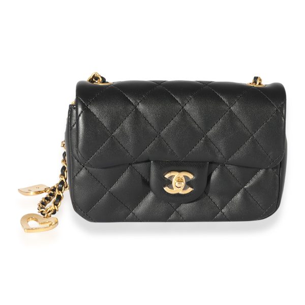 125690 fv Chanel Black Quilted Lambskin Mini Flap Bag