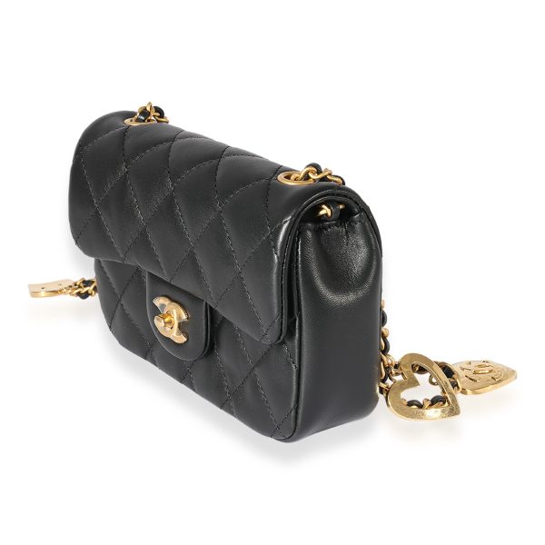 125690 sv Chanel Black Quilted Lambskin Mini Flap Bag