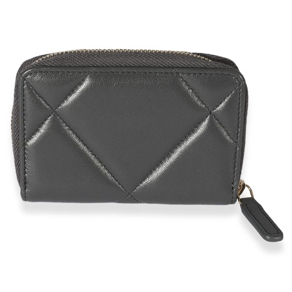 125702 pv Chanel Grey Quilted Lambskin 19 Zip Around Coin Purse