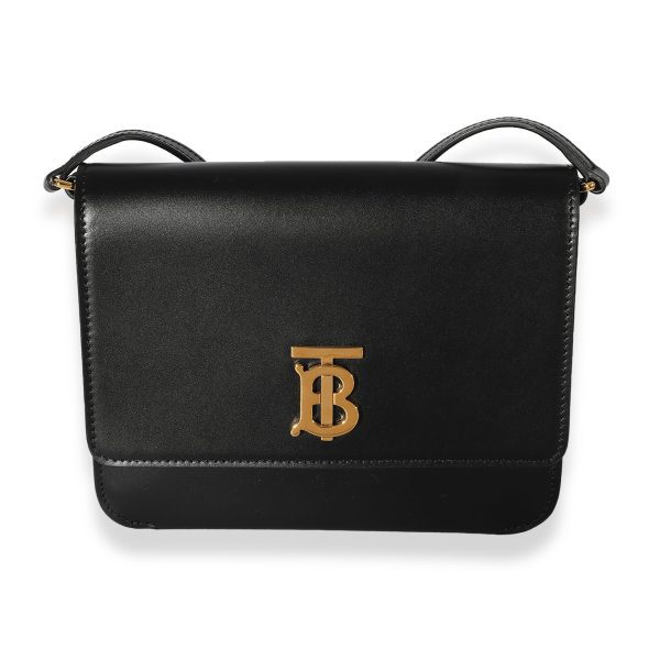 125746 fv Burberry Black Smooth Leather TB Mini Flat Bag