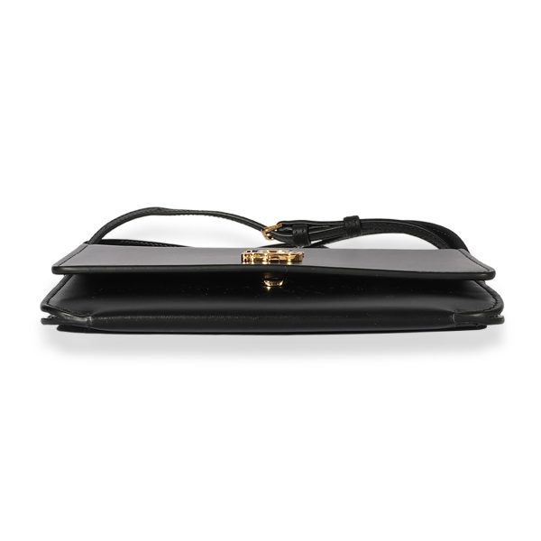 125746 stamp Burberry Black Smooth Leather TB Mini Flat Bag