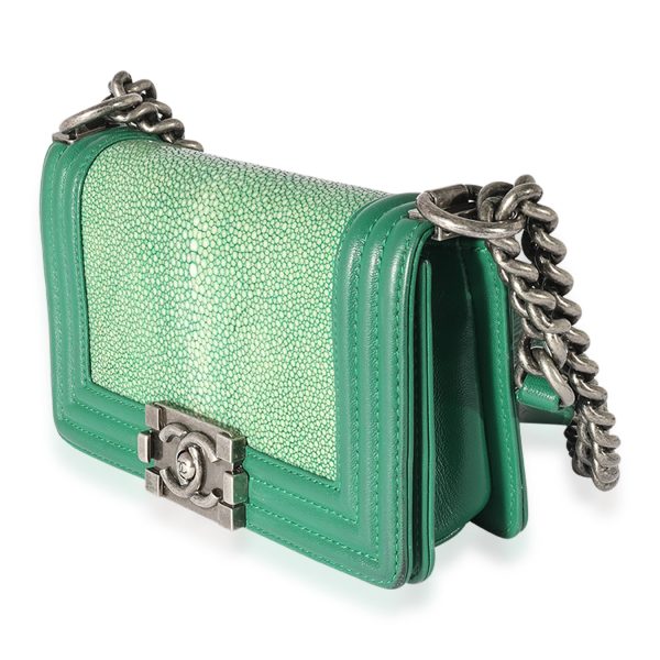 125757 sv 8129eba3 2c96 4bc8 8d30 3e85f0a8c466 Chanel Green Stingray Lambskin Small Boy Bag